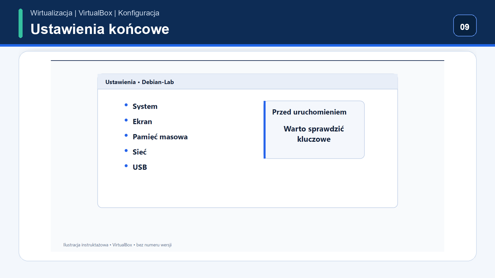 Końcowe ustawienia maszyny wirtualnej